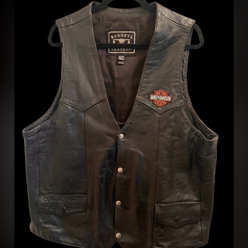 Leather vest with patches